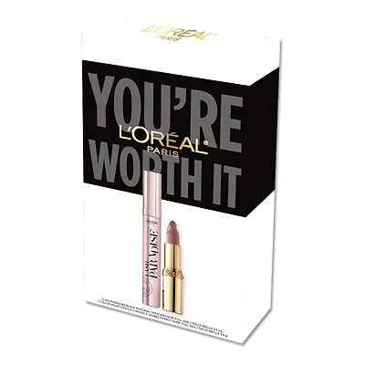 Coffret de maquillage L'Oréal Paris - Mascara Lash Paradise et Rouge à lèvres Colour Riche Coffret de Noël