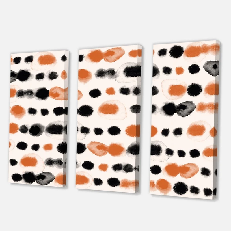 Designart Pois noirs et orange Art mural sur toile