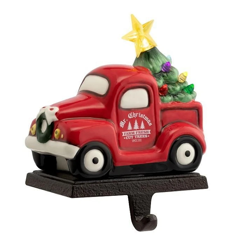 Mr. Christmas Nostalgic Cintre en céramique pour camion allumé Rouge