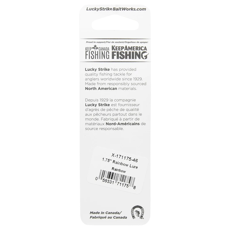 Cuillère leurre Lucky Strike Baitworks Rainbow, 1-3/4", cuillère de pêche