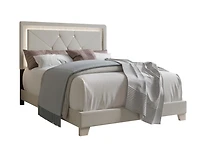 Lit queen en tissu de lin coloré K-Living Bash Fog avec lumière LED ! LE SOMMIER À SOMMIER N'EST PAS NÉCESSAIRE !