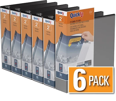 QuickFit® View Binder, D Ring, 6 Pack, 2"