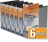 QuickFit® View Binder, D Ring, 6 Pack, 2"
