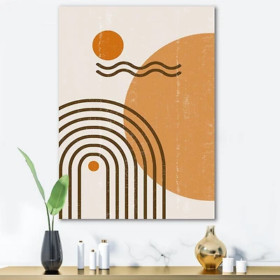 Designart Abstract Rainbow Sun and Moon In Earth Tones II Canvas Wall Art