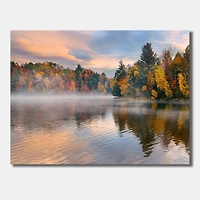Designart Autumn Foliage By The Lakeside Canvas Wall Art