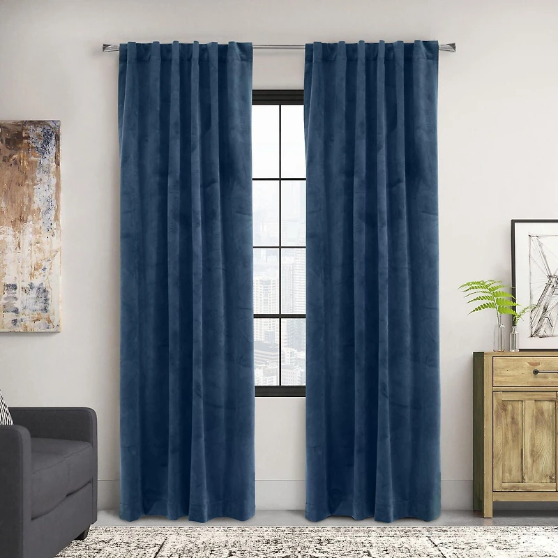 Loft Living Sicily assombrissement des pièces Double Tetiere panneau de rideau 50 x 95 in Bleu Fonce