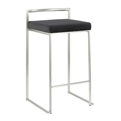 Salem Counter Stool in Black made of stainless steel frame in polished chrome finish and Black PU leather upholstered seat
