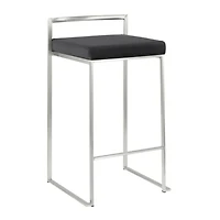 Salem Counter Stool in Black made of stainless steel frame in polished chrome finish and Black PU leather upholstered seat