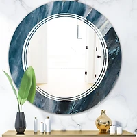Designart 'Splash Blue Indigo' Modern Round Wall Mirror - Triple C 24x24