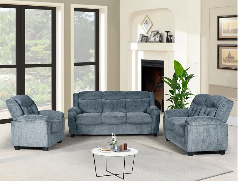 Canapé en tissu chenille K-Living de couleur gris foncé