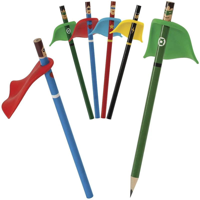Merangue Crayons en bois avec embouts de superhéros, Assorti, Paquet de 16