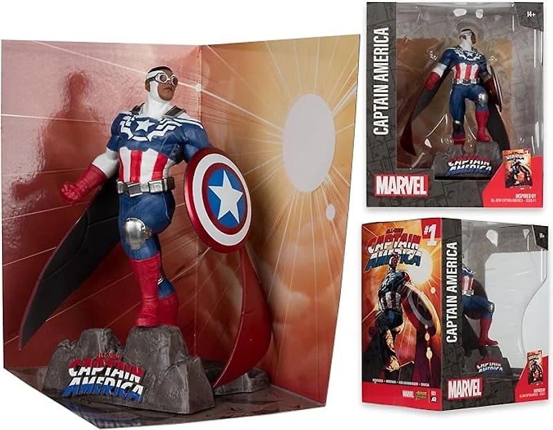 McFarlane Toys - Marvel Captain America Figure de collection à l'échelle 1:10 avec scène