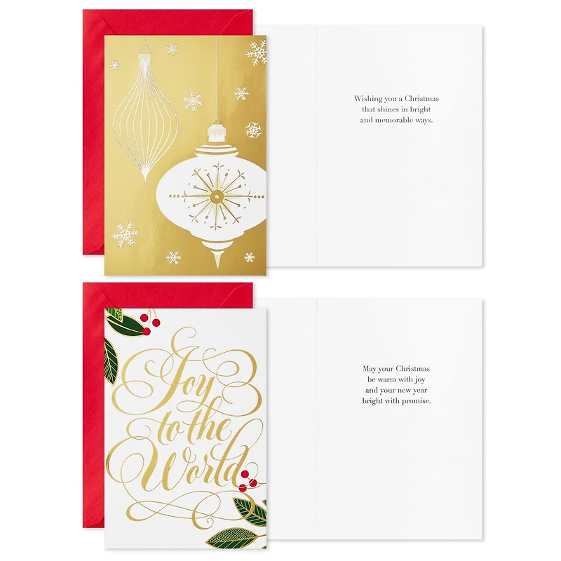 Assortiment de cartes Hallmark de Noël dans une boîte, motifs métallisés classiques (6 motifs, 36 cartes et enveloppes)