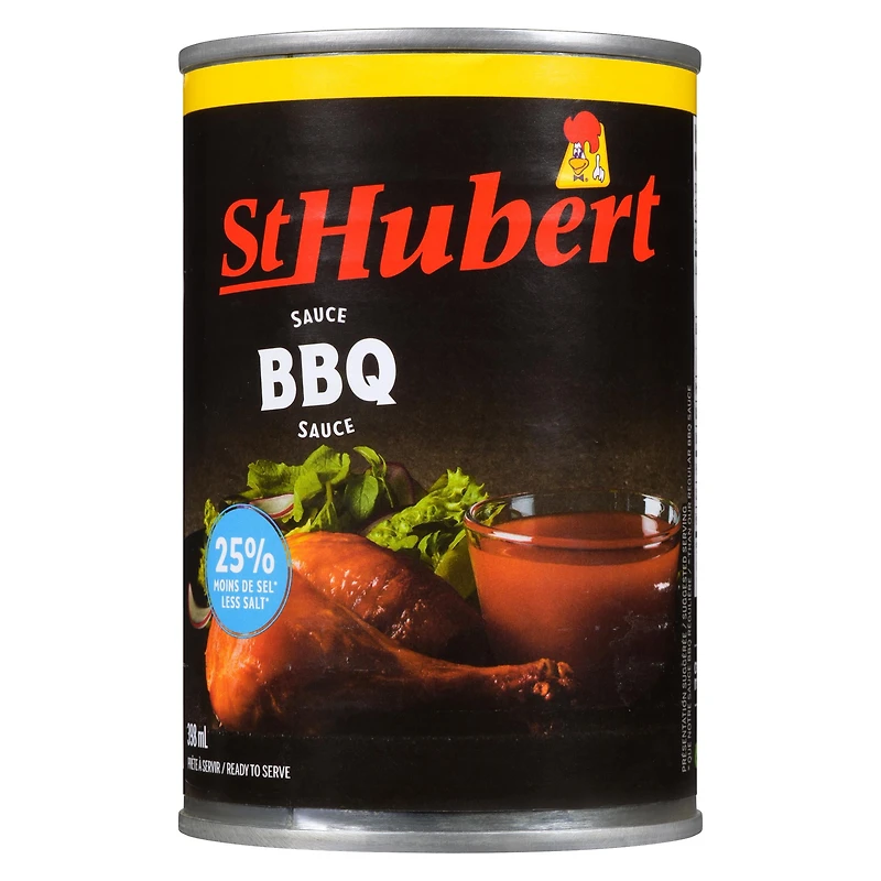 St-Hubert BBQ Sauce - 25% less salt, STH BBQ Sauce less salt 398ML