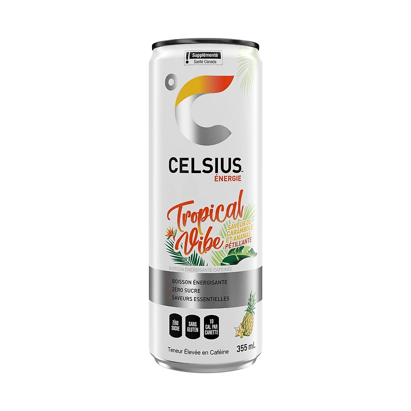 Boisson énergisante Celsius Tropical Vibe 355mL, Canette Celsius Tropical Vibe 355 mL