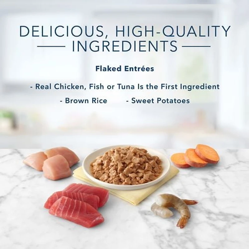 Blue Buffalo Tastefuls Tuna, Chicken and Fish/Shrimp in Gravy Flaked Adult Wet Cat Food, 12x156g