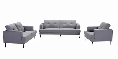 Topline Home Furnishings 3-piece Grey Upholstery Set: Sofa, Loveseat, & Chair