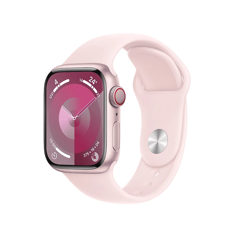 Apple Watch Series 9 GPS + Cellular 45mm Pink Aluminium Case with Light Pink Sport Band - M/L