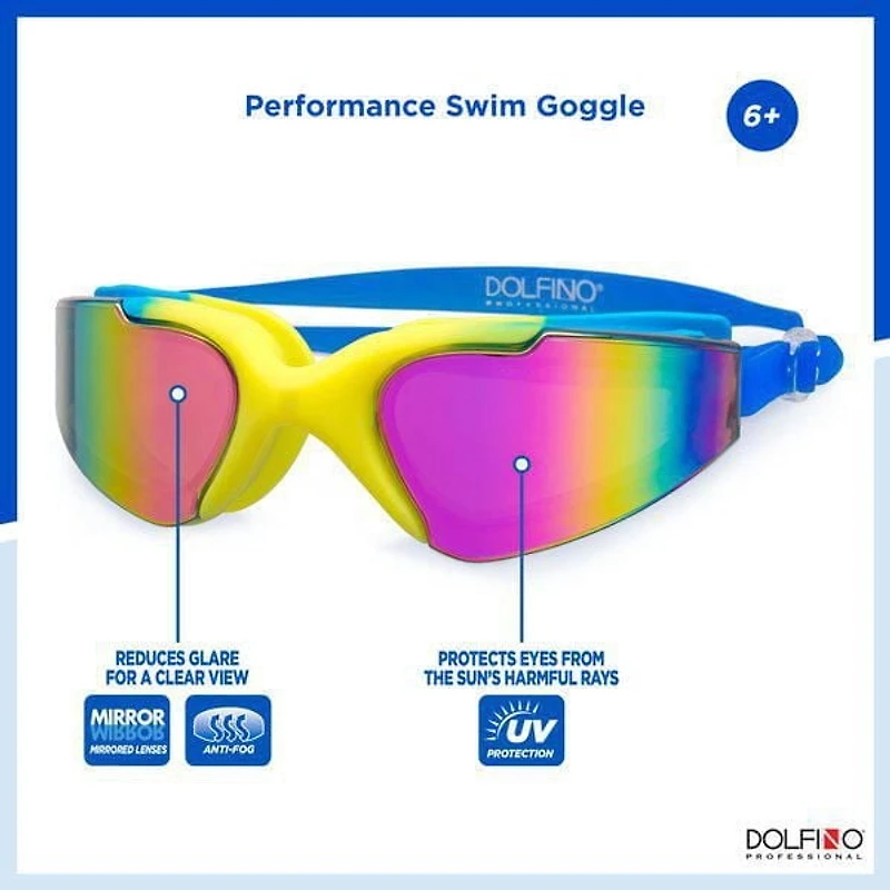 Dolfino Pro Edge Youth Watersport Swim Goggle - Blue/Yellow