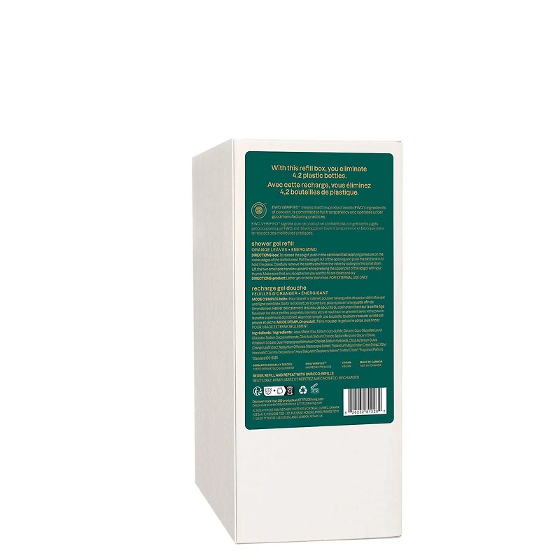 ATTITUDE super leaves, Gel Douche, Recharge, Feuilles d'Oranger