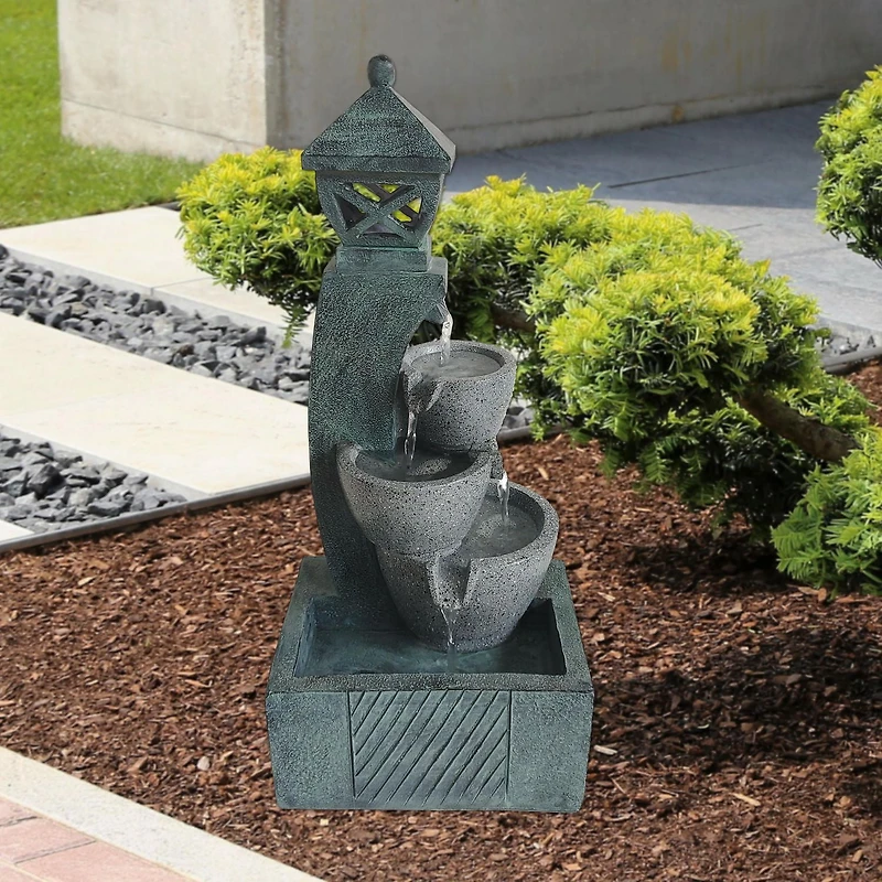 Angelo Décor Fontaine à lanternes Arita avec pompe écoénergétique et éclairage DEL