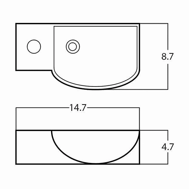 American Imaginations 14.7-in. W Wall Mount Black Bathroom Vessel Sink For 1 Hole Left Drilling AI-28586