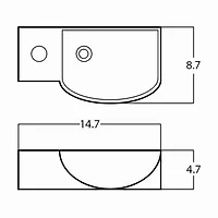 American Imaginations 14.7-in. W Wall Mount Black Bathroom Vessel Sink For 1 Hole Left Drilling AI-28586