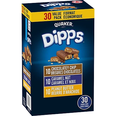 Quaker Dipps Granola Bars Variety Pack, 30 Granola bars, 935 g.