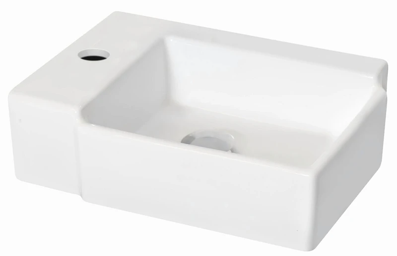 American Imaginations -in. W Wall Mount White Bathroom Vessel Sink Set For 1 Hole Left Faucet AI