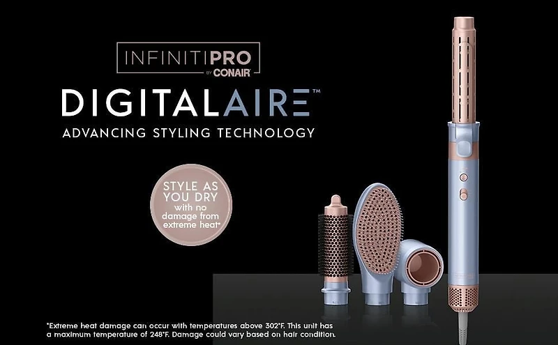 InfinitiPro by Conair DigitalAIRE Wet-to-Dry Hot Air Multi Styler with Styling Technology, Multi head dryer & styler