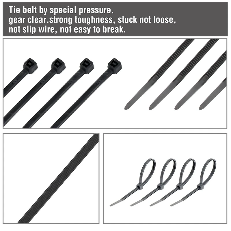 WorkPro Attaches de câble 4 pouces 18 lb noir 100 pièces