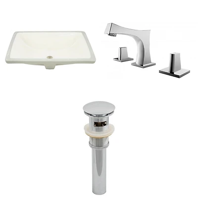 American Imaginations 20.75-in. W Rectangle Bathroom Undermount Sink Set In Biscuit - Chrome Hardware - Overflow Drain Incl. AI-27014