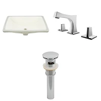 American Imaginations 20.75-in. W Rectangle Bathroom Undermount Sink Set In Biscuit - Chrome Hardware - Overflow Drain Incl. AI-27014