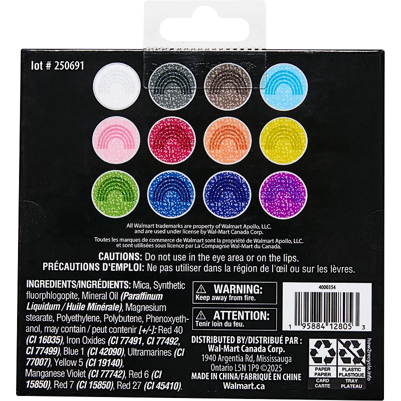 Rubies Palette de Maquillage Arc-en-Ciel avec 12 Couleurs