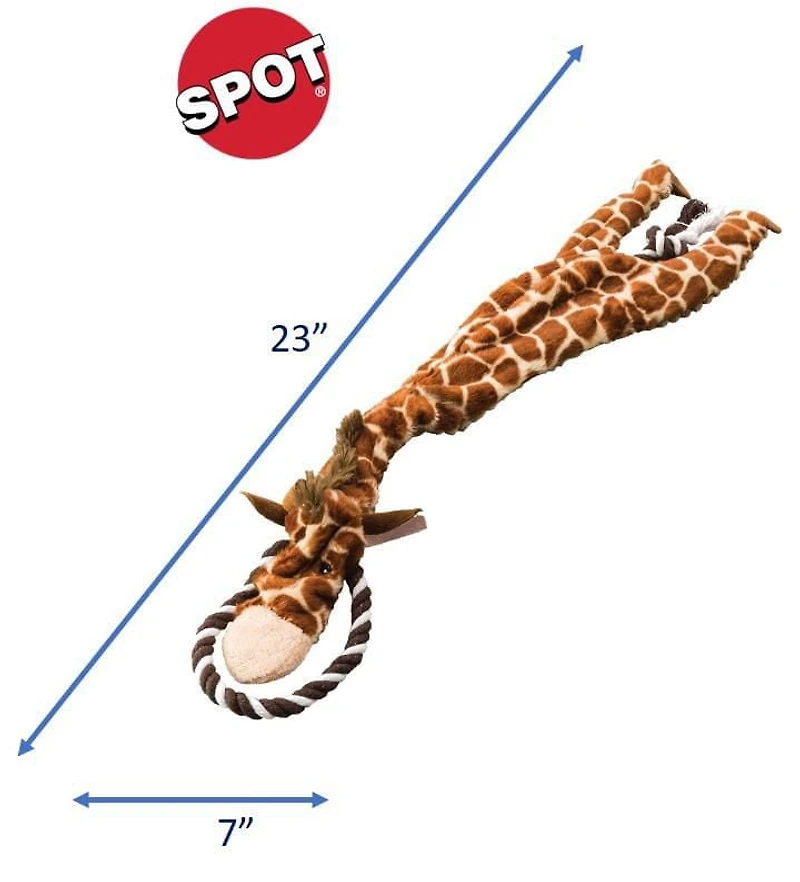 SPOT Skinneeez Extreme Jungle Giraffe Stuffing Free Plush Tug Dog Toy