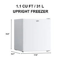 Koolatron 1.7 Cu Ft Compressor Compact Fridge with Freezer, 47L, White, Energy Efficient Cooling for Small Spaces