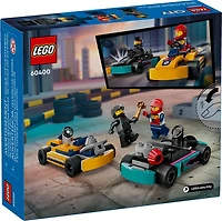 LEGO City Go-Karts and Race Drivers Toy Playset, 2 Driver Minifigures, Racing Vehicle Car Toy, Fun Race Car Toy Gift for Kids Aged 5 and Up, 60400, Includes 99 Pieces, Ages 5+