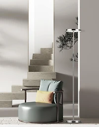 Lampadaire Francine - 30W - Nickel Satiné - Diffuseur Acrylique Blanc