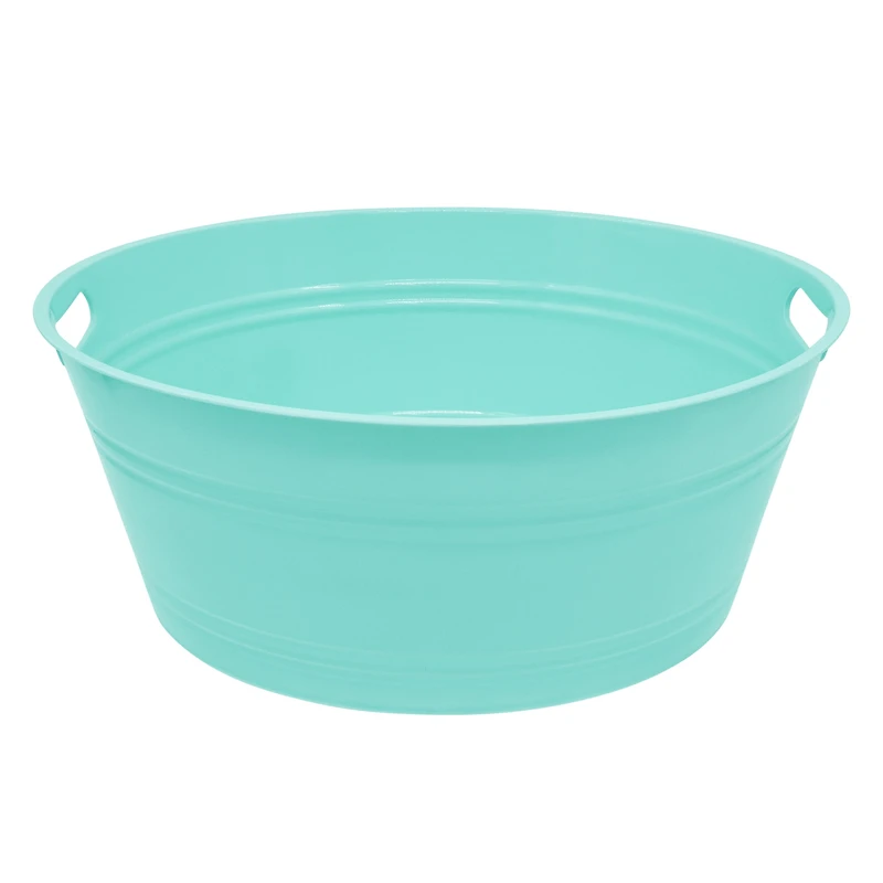 Mainstays 17.5-in Light Blue Plastic Round Party Tub with Handles, Perfect for Parties, 1 Piece