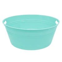 Mainstays 17.5-in Light Blue Plastic Round Party Tub with Handles, Perfect for Parties, 1 Piece