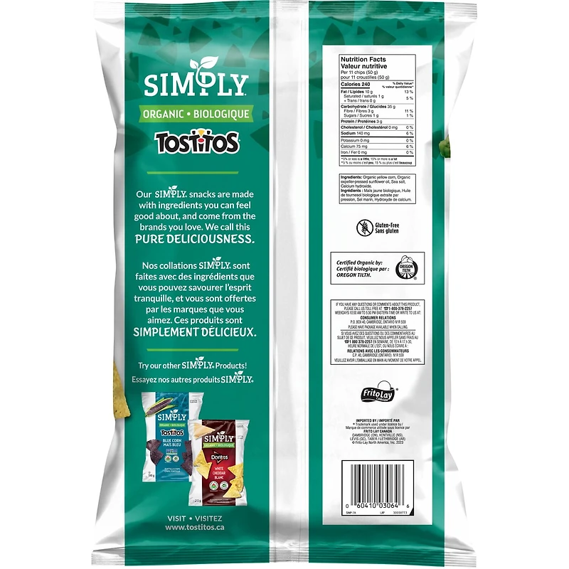 Chips tortilla Simply TOSTITOS Maïs jaune 240 g.