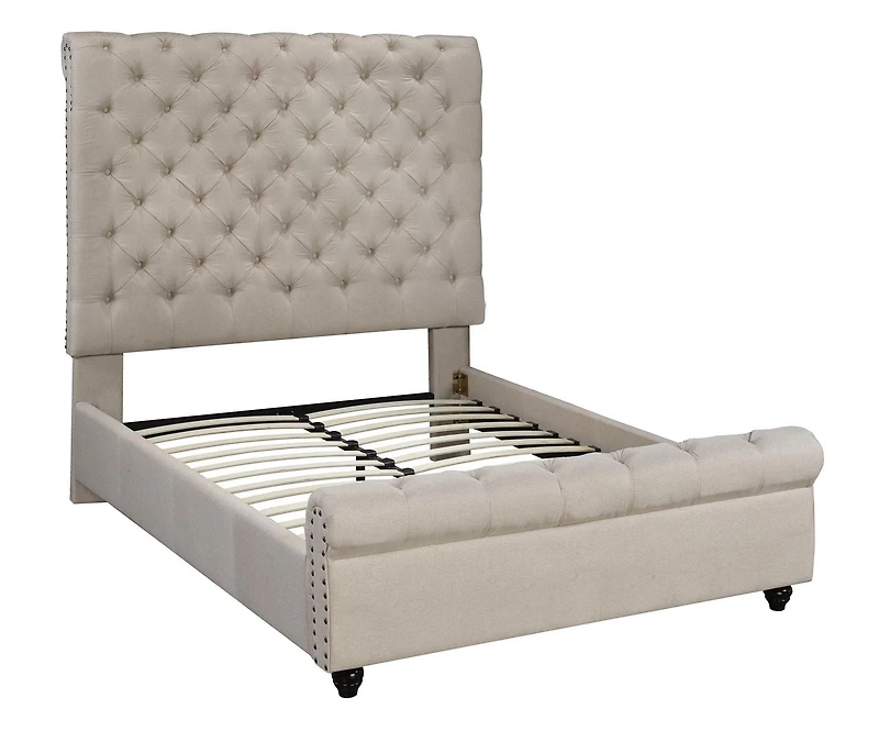 Evelyn King Platform Bed, Beige