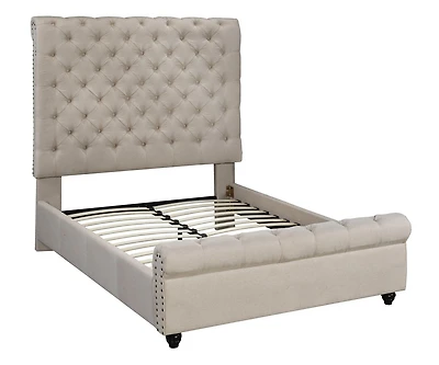 Evelyn King Platform Bed, Beige