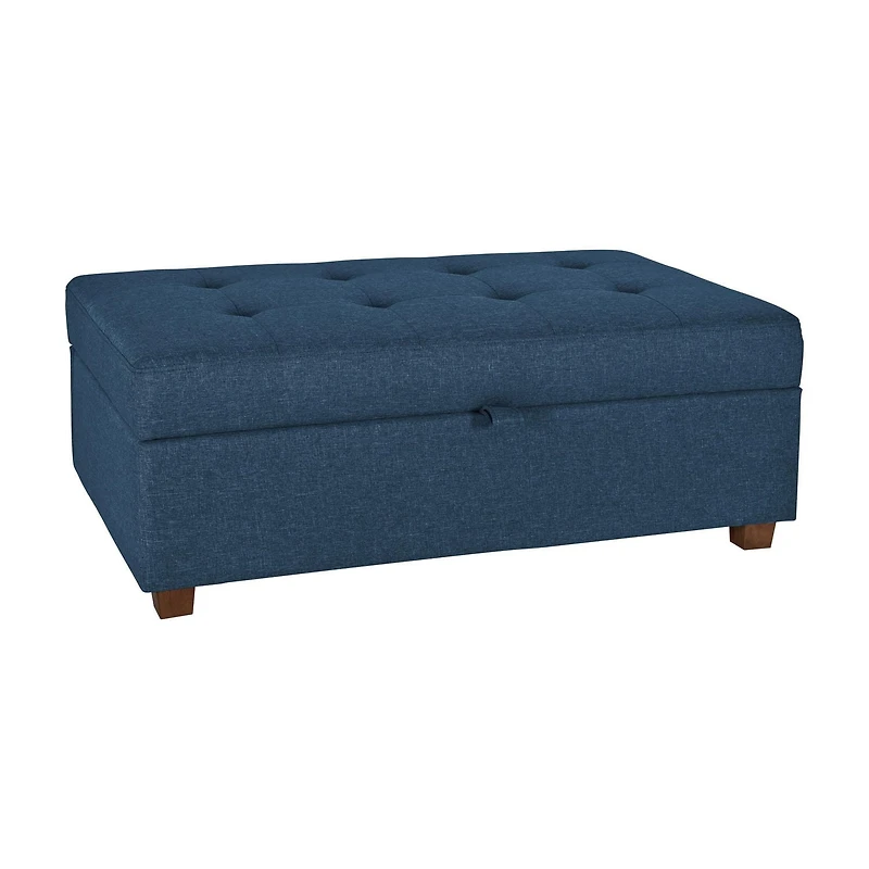 CorLiving Aubin Large Fabric Tufted Ottoman with Storage and Wood Legs