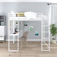 DHP Abode Full Size Metal Loft Bed, Off White
