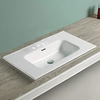 American Imaginations AI-30560 24,16 pouces W 3H4 pouces. Ensemble supérieur en céramique de couleur blanche - Drain de trop-plein incl.