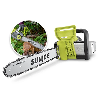 Sun Joe 24V-X2-CS16 48-Volt iON+ Cordless Chain Saw Kit, 16-Inch, W/ 2 x 2.0-Ah Batteries and Charger