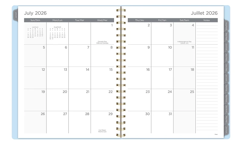 Agenda scolaire hebdomadaire et mensuel format grand Mead® Nœuds cerise 2026‑2027