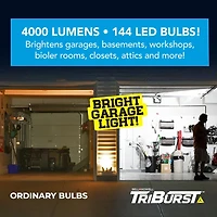 Bell + Howell Triburst 4000 Lumens Multi Directional LED Garage and Shop Light 144 Bulb Easy Install Energy Saving