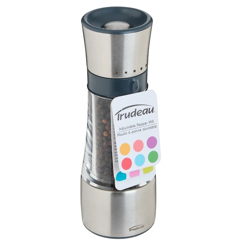 Trudeau 7" Adjustable Pepper Mill, Adjustable pepper mill